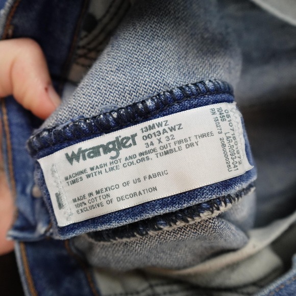 Vintage Wrangler Jeans Mens 34x31 (32x29) Blue Cowboy Denim 13MWZ Western - Picture 5 of 10
